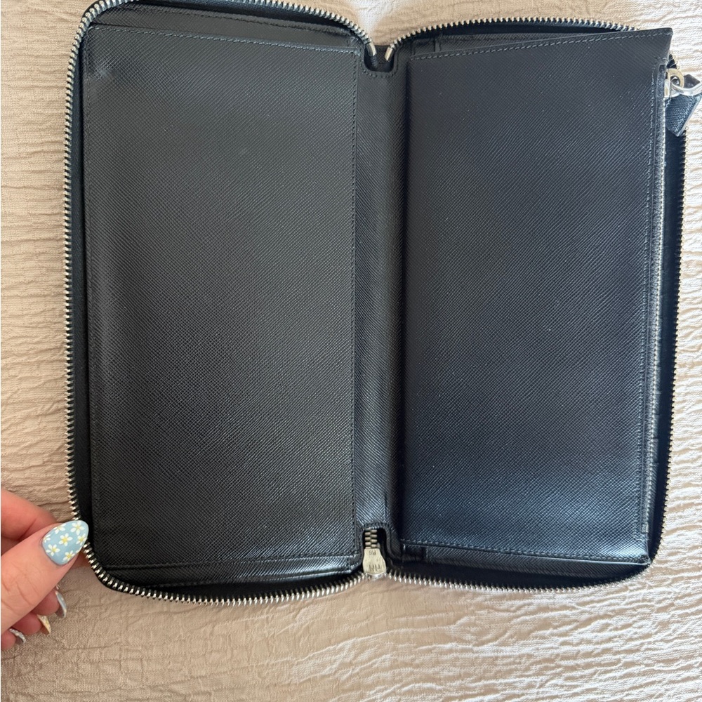 Prada Black and Navy Zip-Around Organizer Wallet - Picture 3 of 6